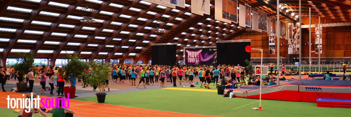 Scène et sonorisation Zumba marathon fitness MYF INSEP Paris